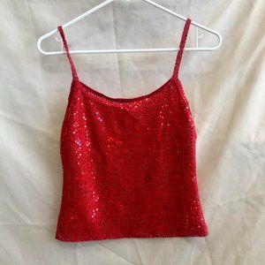 Vintage Le Chateau Red Sequin Y2K Tank Top Camisole Going Out XS